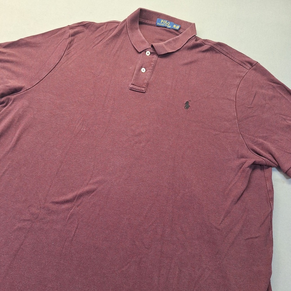 Polo Ralph Lauren Mens XXL Burgundy Maroon Short Sleeve Cotton Polo Shirt 1694